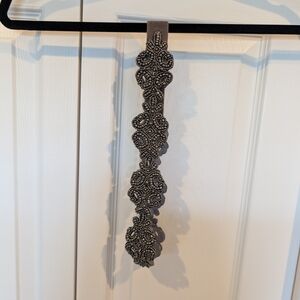 Beaded Gray Embellished Elastic Belt